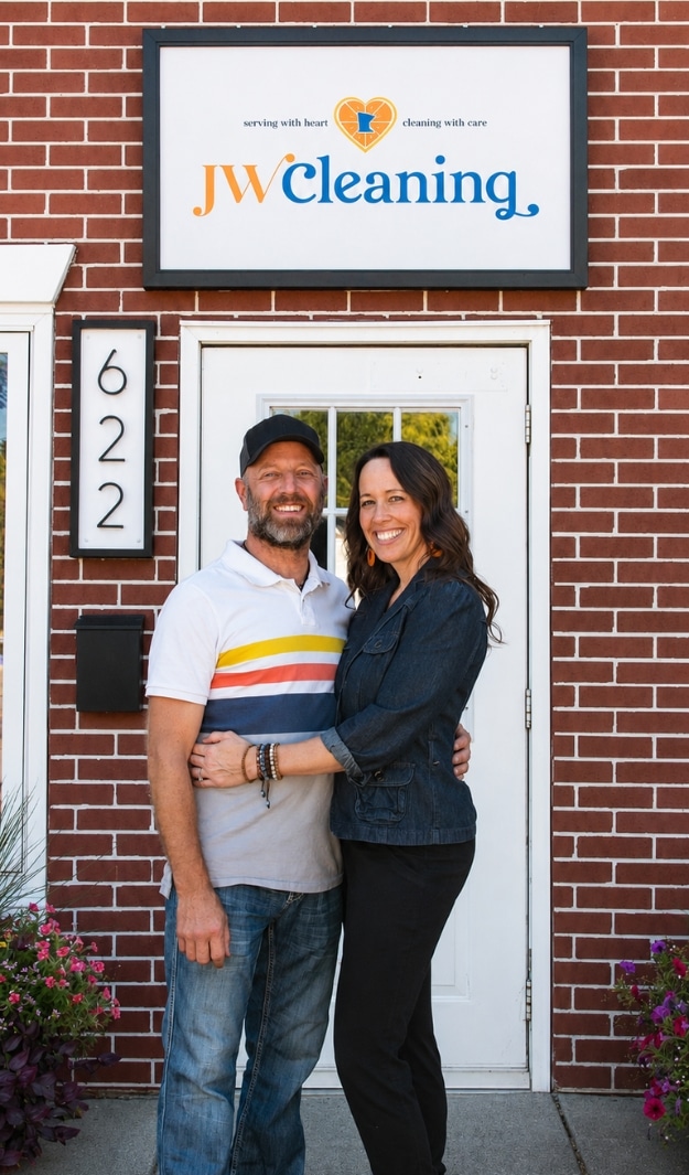 Owners of JW cleaning, local cleaning company with a mission